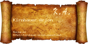 Kirnbauer Arion névjegykártya